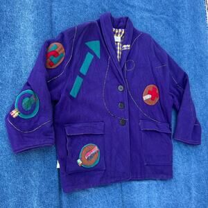 90s Canvasbacks abstract patchwork wool coat